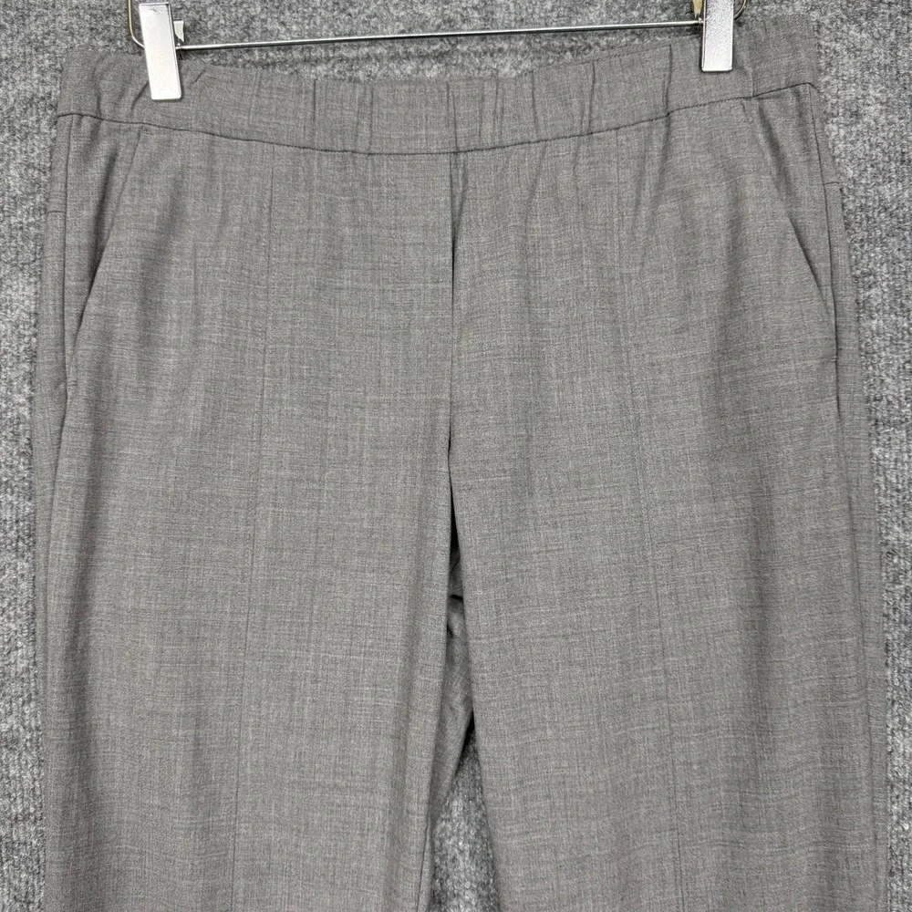 Halston Heritage Pants Womens 10 Gray Wool Blend Dressy Straight Leg Split Ankle